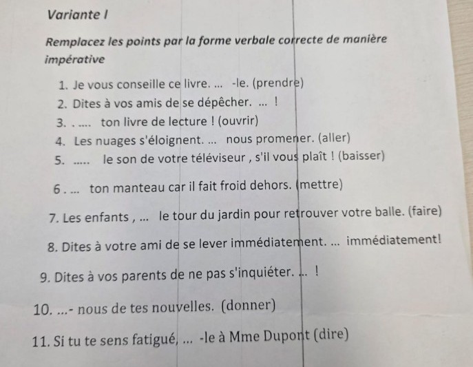 Изображение задачи: Реши задачу: Выполнить все задания на французском