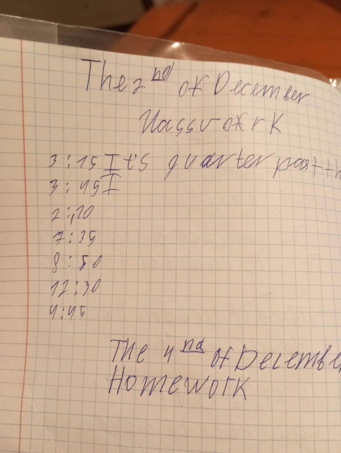 Изображение задачи: Дописать по английскому языку время