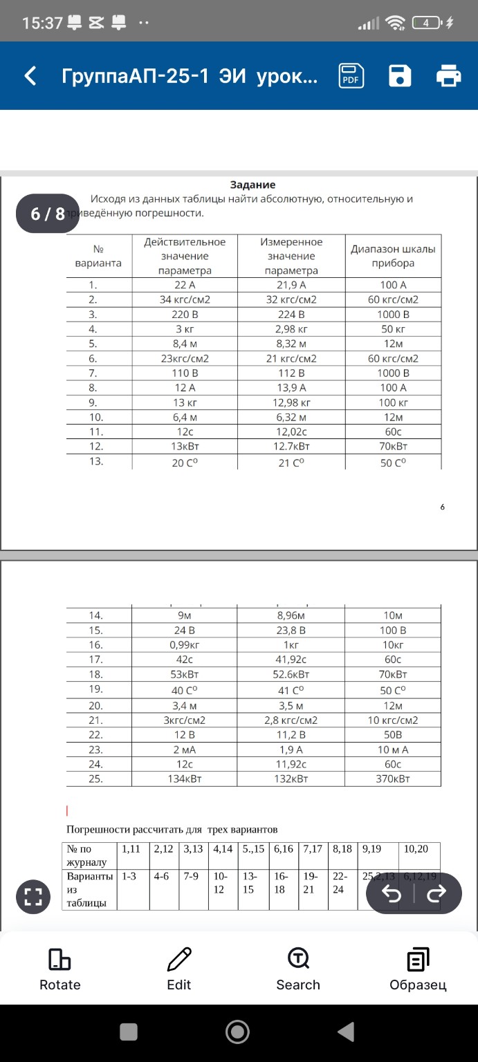 Изображение задачи: Практическая работа № 1
Тема : Расчет погрешност