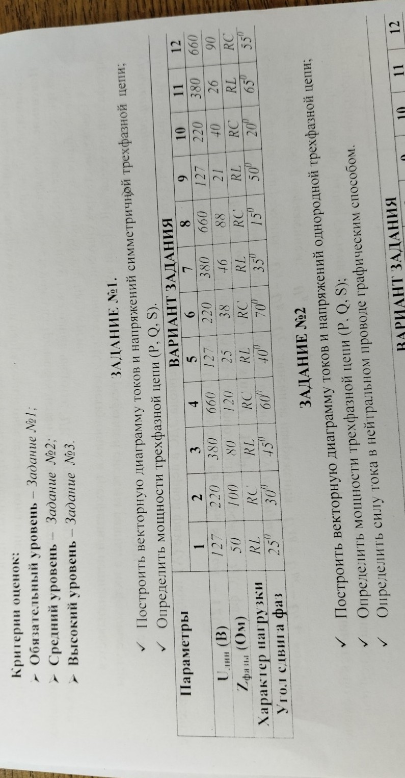 Изображение задачи: Построить векторную диаграмму токов и напряжений с