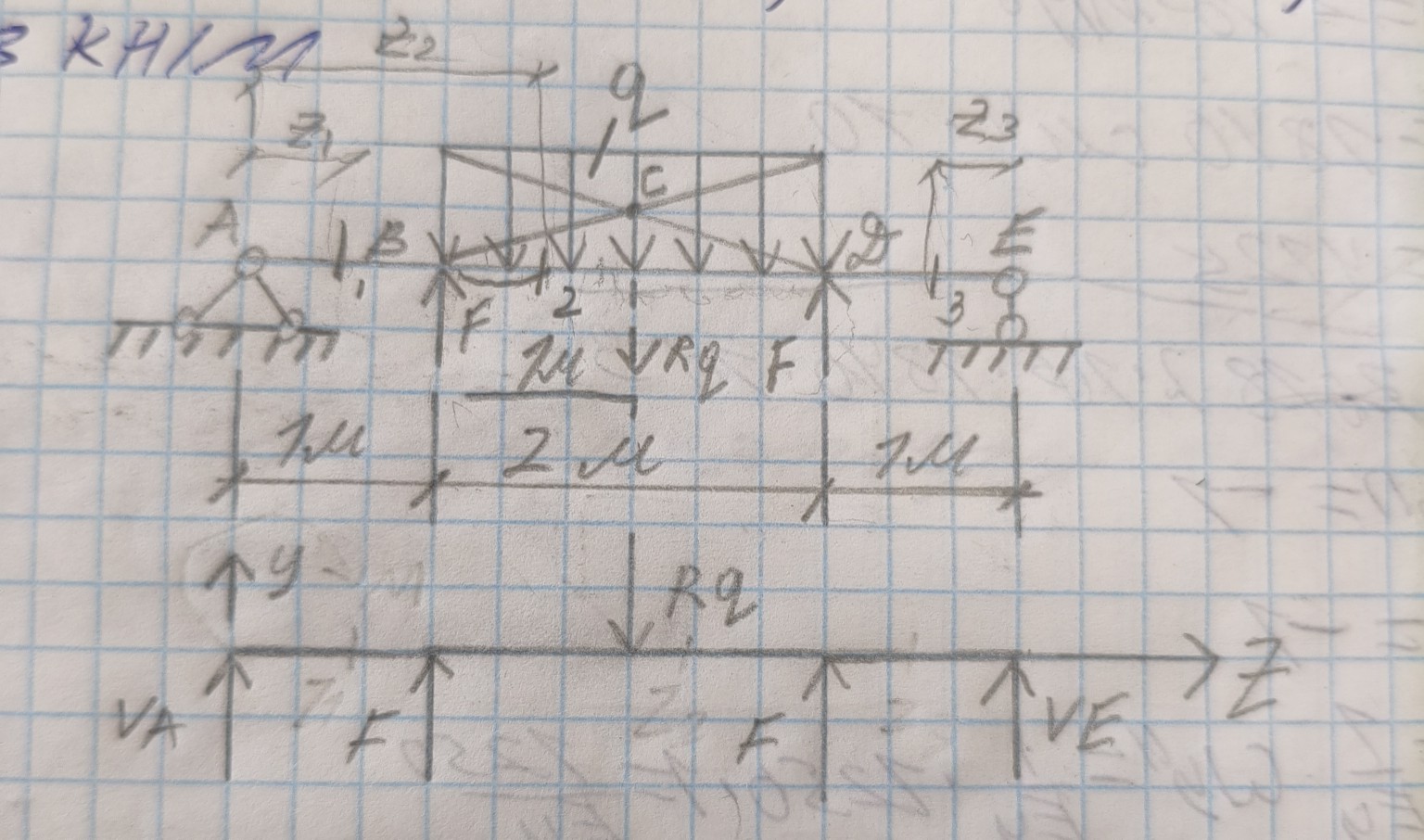Изображение задачи: . В заданной балке требуется: (1) определить опорн