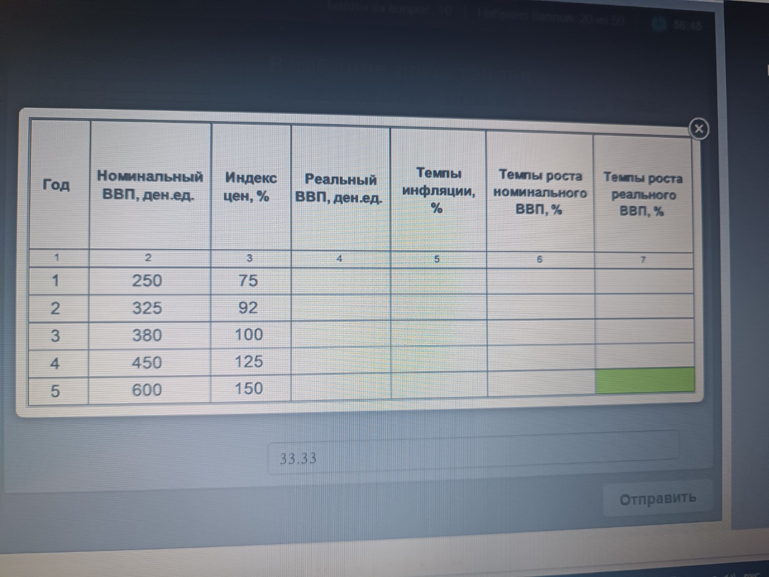 Изображение задачи: В таблице предоставлен номинальный ВВП за 5 лет, а