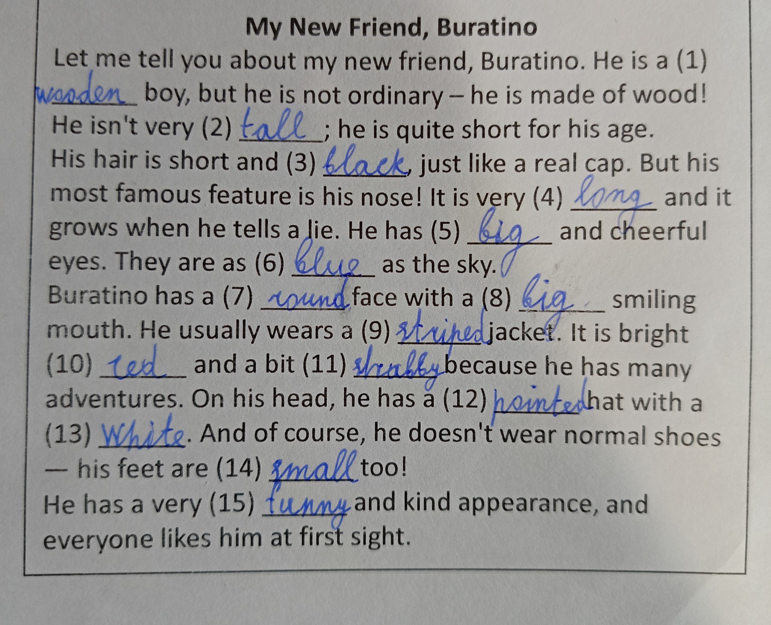 Изображение задачи: Составь описание любого сказочного персонажа , по 