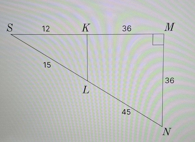 Изображение задачи: Используя рисунок,найди значение KL.