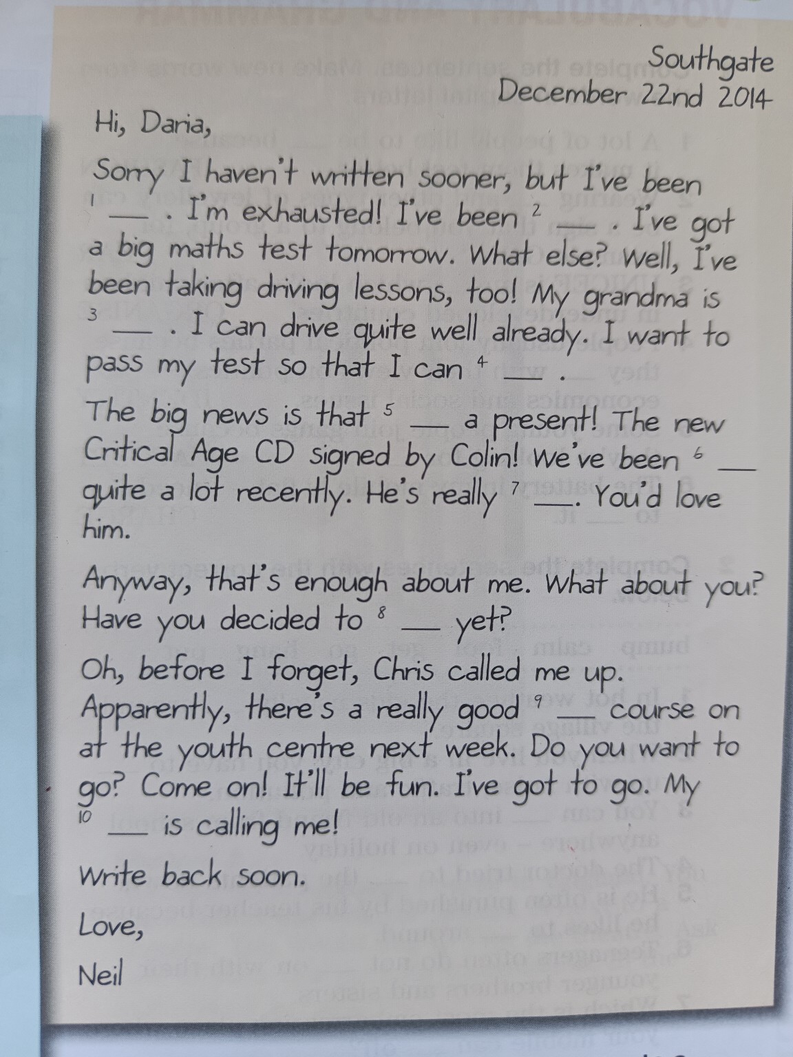 Изображение задачи: Заполни данные письмо словами по смыслу