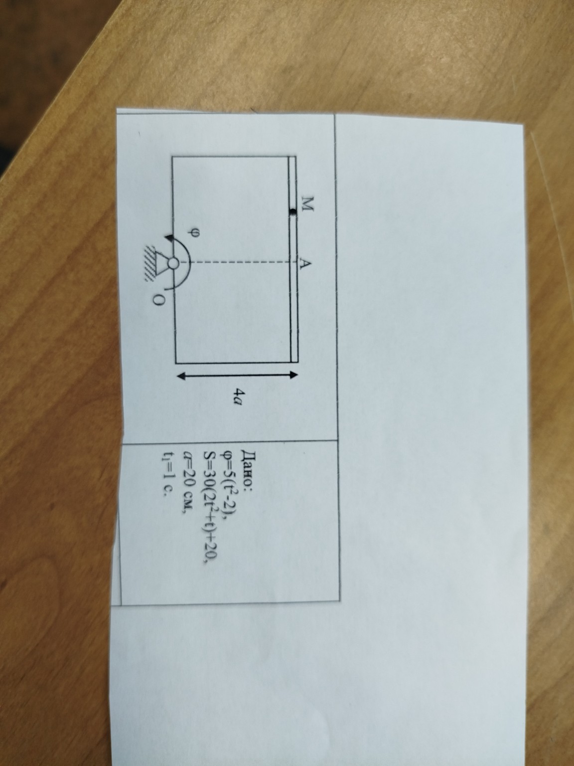 Изображение задачи: Надо найти ускорение и скорость Для точки М