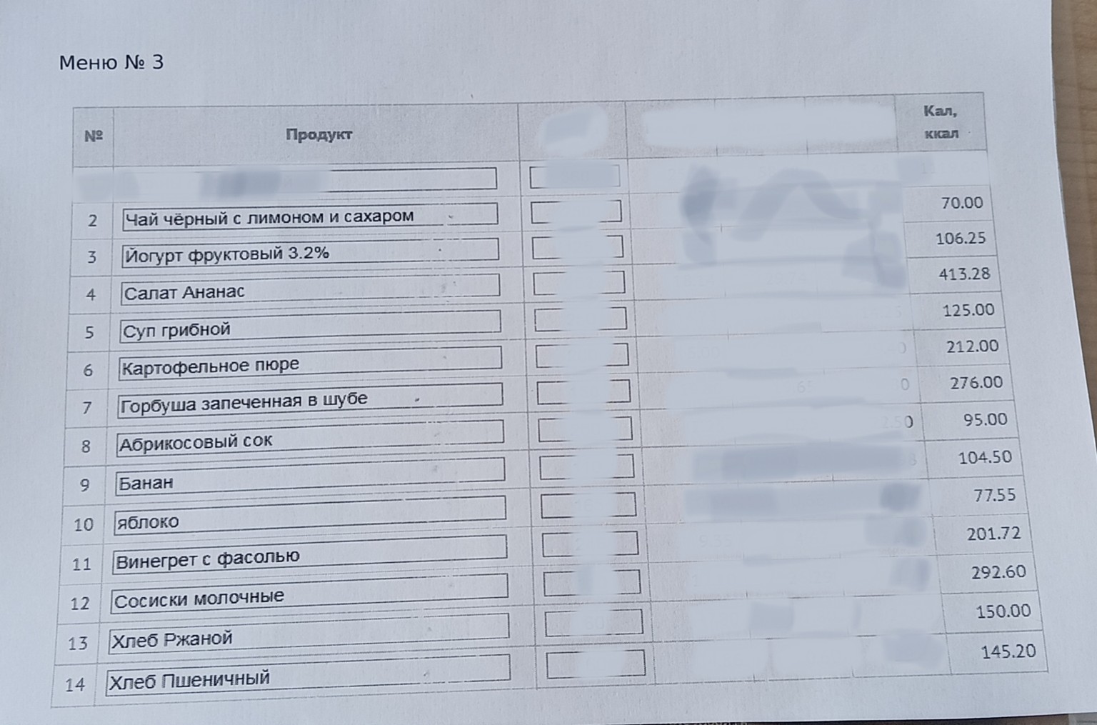 Изображение задачи: составить из этого меню завтрак, обед и ужин, чтоб
