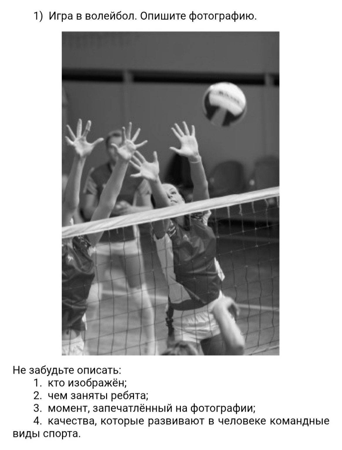Изображение задачи: Описать фото 10 предложений выполнив все задания