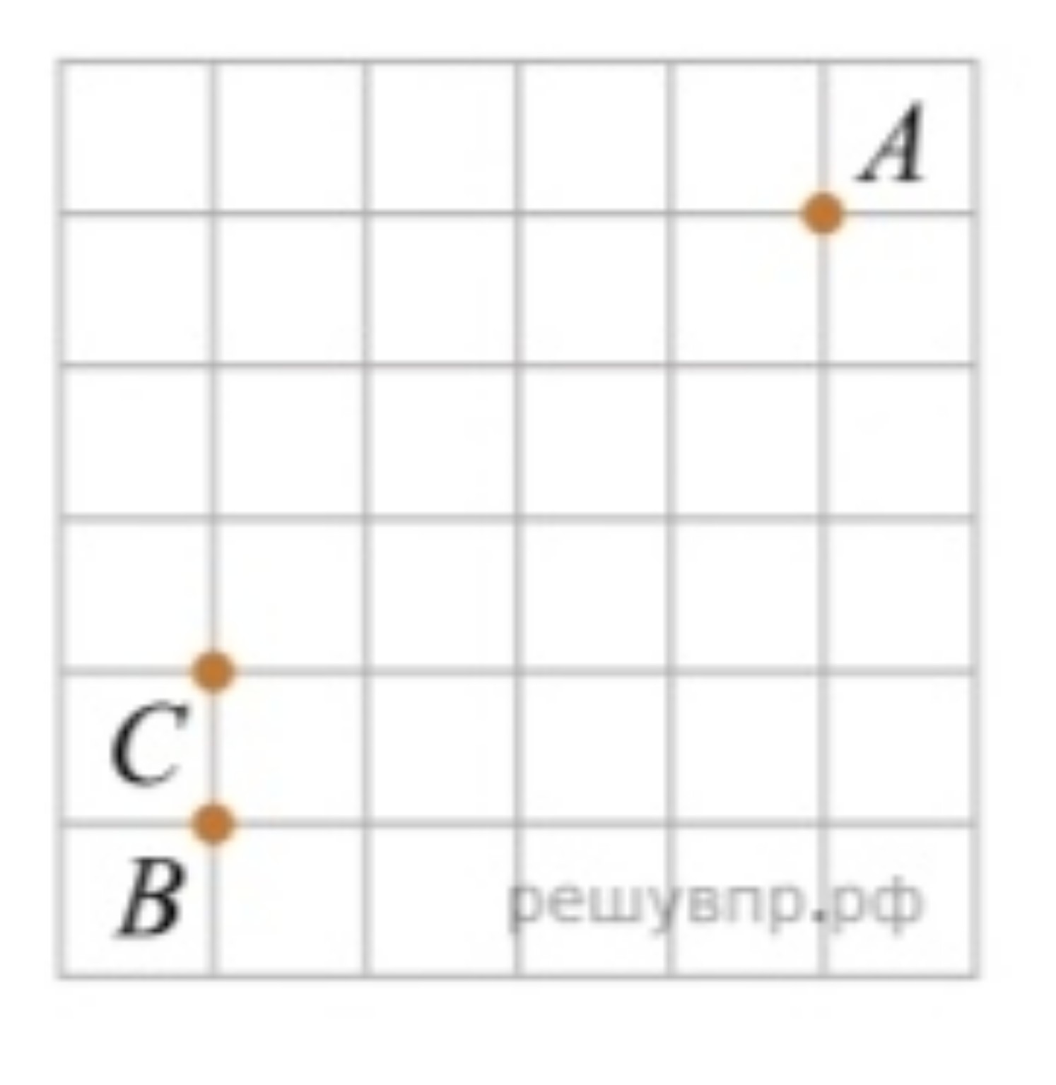 Изображение задачи: На клетчатой бумаге с размером 1х1 отмечены три то