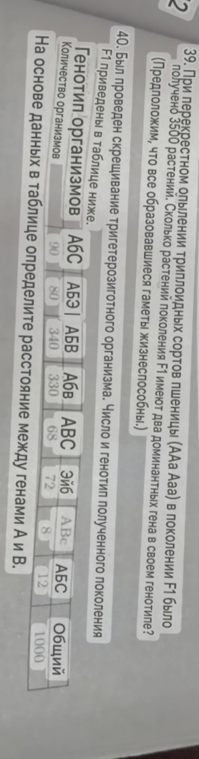 Изображение задачи: Реши эти две задачи  по биологии. Ответ на 39 долж