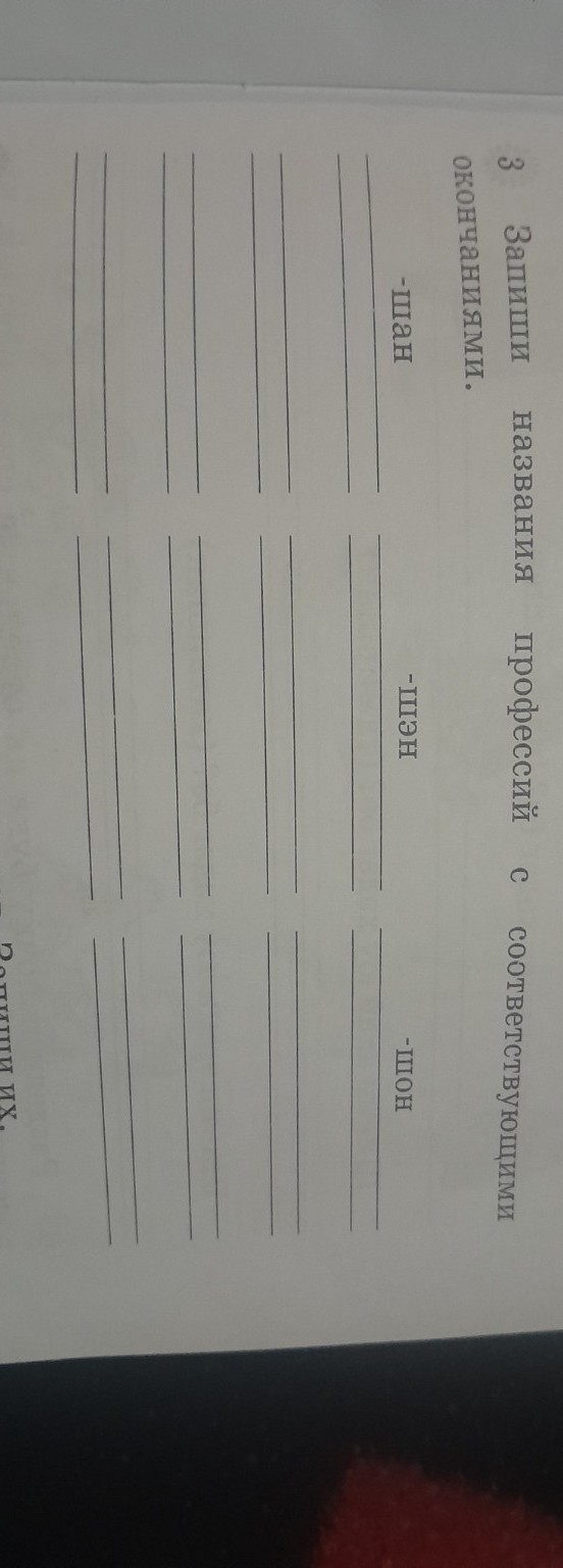 Изображение задачи: Запиши название профессий с соответствующим оконча
