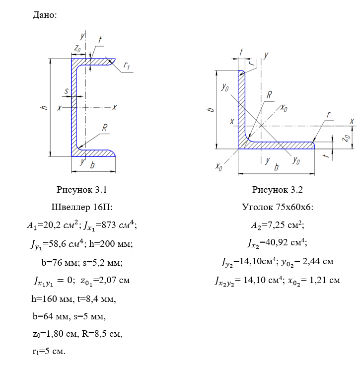 Изображение задачи: Геометрические характеристики плоских сечений Опре